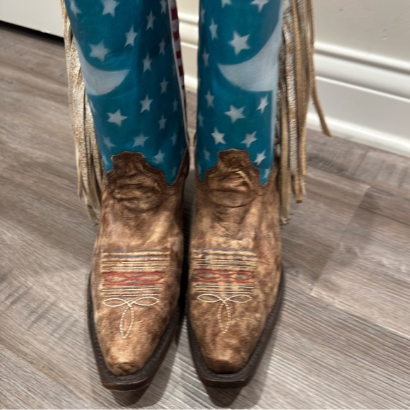 Corral Boots Stars and Stripes Western Fringe Cowboy Boots - Picture 4 of 10